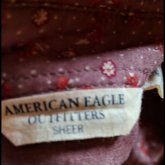 American Eagle AEO Floral Sheer Western Style Button Up Shirt Medium - Picture 6 of 6